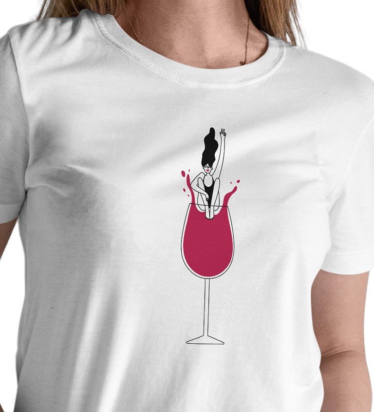 Dámské triko bílé - skok do vína