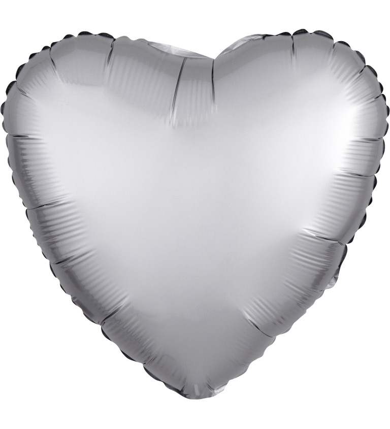 Tmavě stříbrný fóliový balónek - srdce