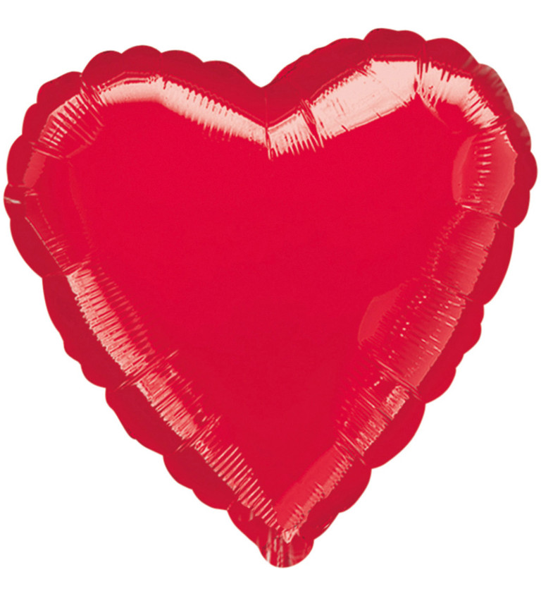 Červený metalický fóliový balónek - srdce