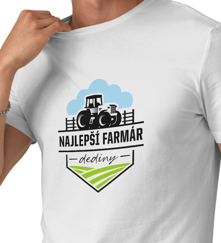 Pánské tričko - bílé - Najlepší farmár dediny - M