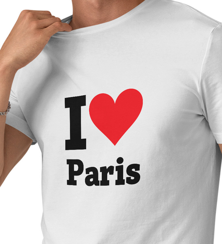 Pánské triko bílé - love Paris