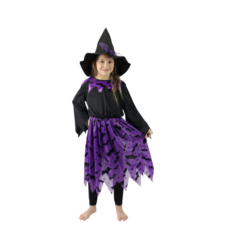 Dětský fialový set - čarodějnický - netopýři