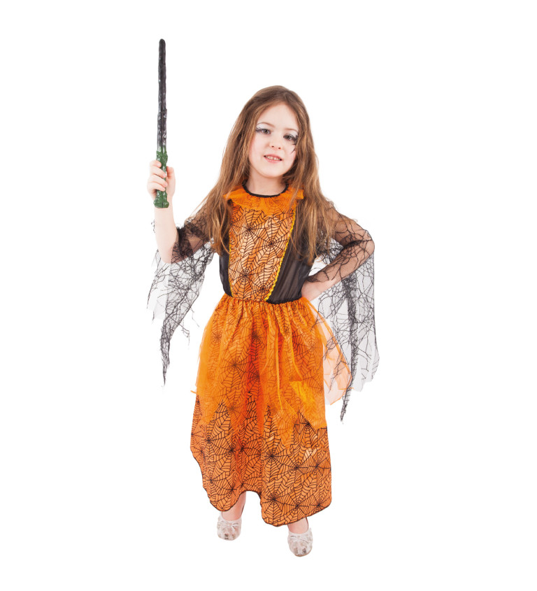 Dětský oranžový kostým - čarodějnice