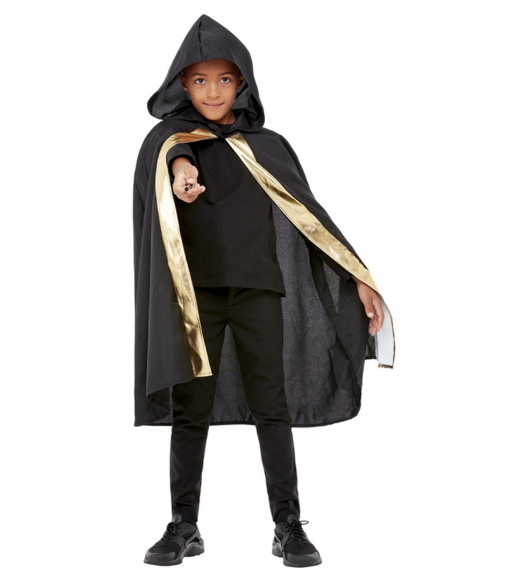 Dětský černý plášť s kapucí