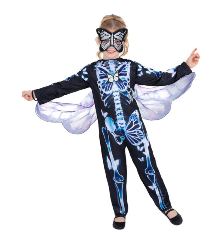 Dětský kostým - modrý motýlí kostlivec