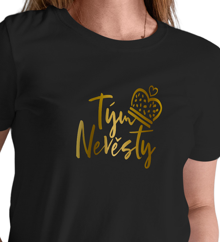 Dámské černé tričko – Tým nevěsty koruna