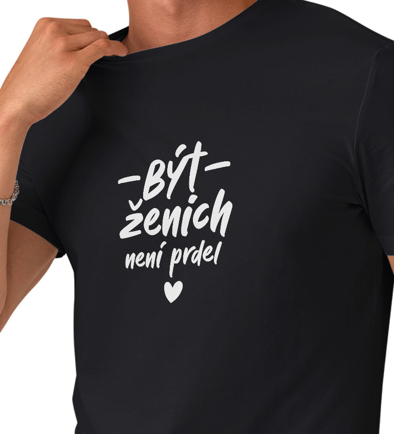 Pánské černé tričko – Být ženich není prdel