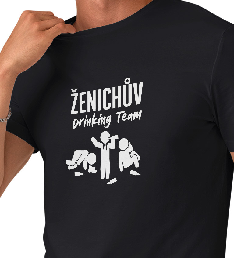 Pánské černé tričko – Ženichův drinking team