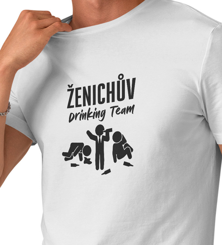Pánské bílé tričko – Ženichův drinking team