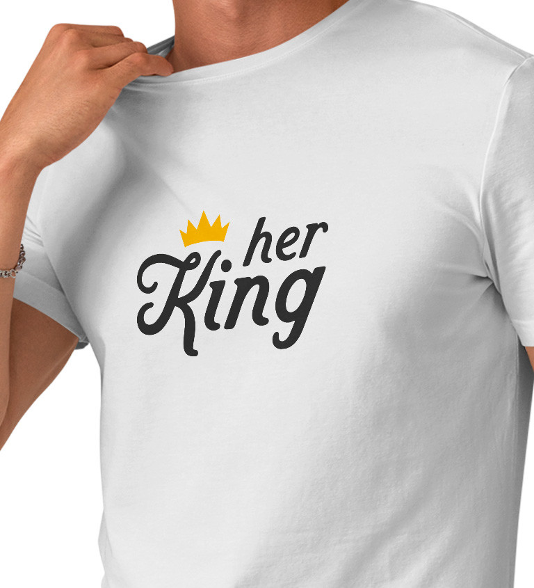 Pánské triko bílé - Her king koruna