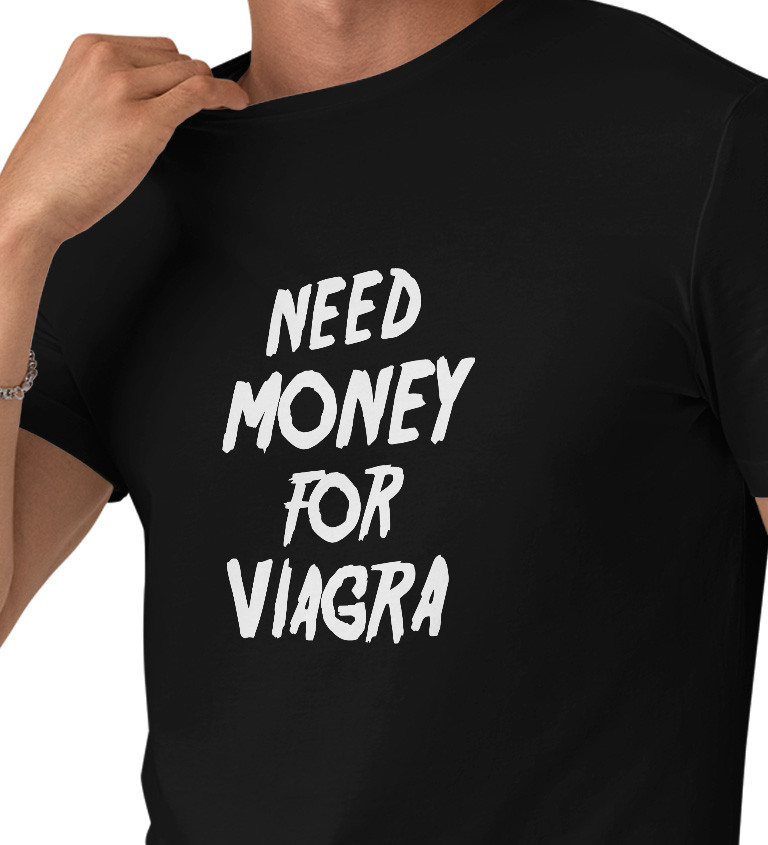 Pánské černé tričko – Need money for viagra