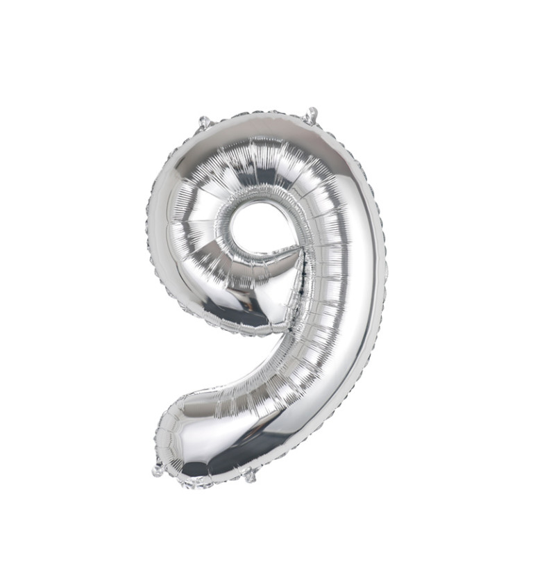 Fóliový balónek – stříbrné číslo 9, 80 cm