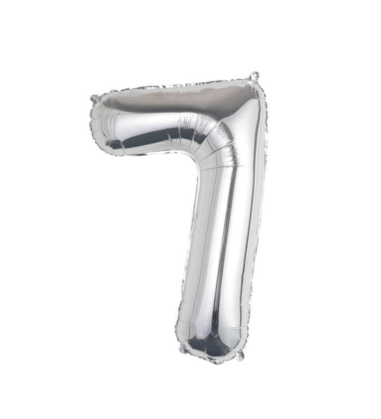 Fóliový balónek – stříbrné číslo 7, 80 cm