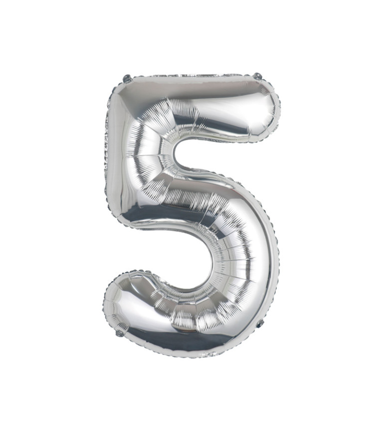 Fóliový balónek – stříbrné číslo 5, 80 cm