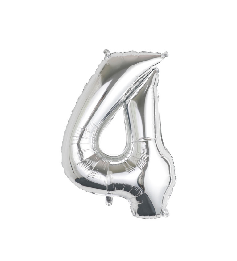 Fóliový balónek – stříbrné číslo 4, 80 cm
