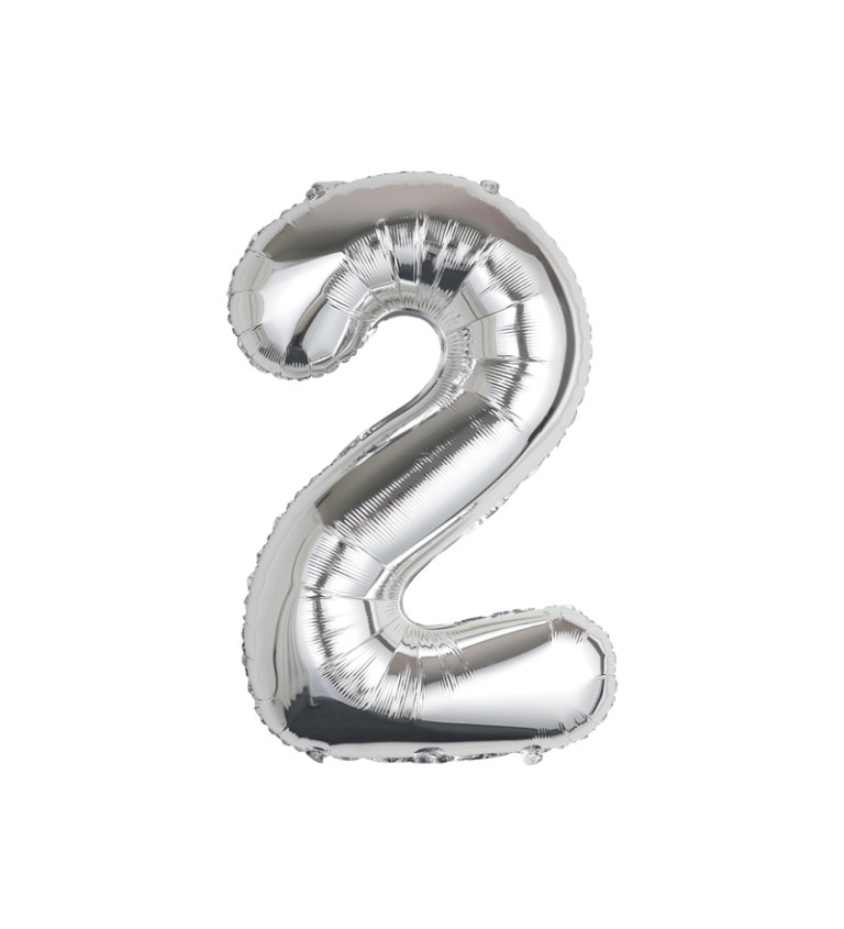 Fóliový balónek – stříbrné číslo 2, 80 cm