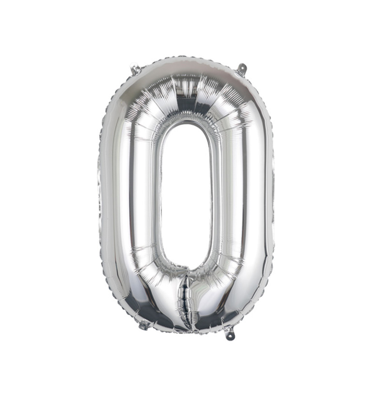 Fóliový balónek – stříbrné číslo 0, 80 cm