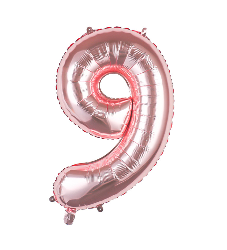 Fóliový balónek – rose gold číslo 9, 80 cm