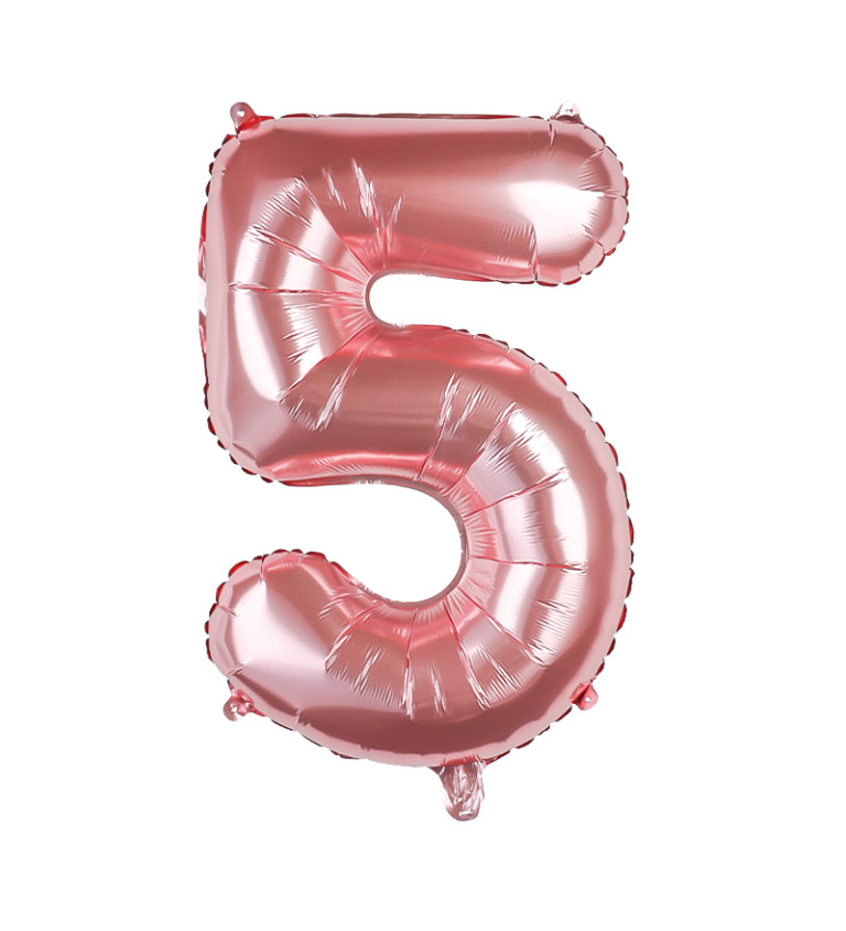 Fóliový balónek – rosegold číslo 5, 80 cm