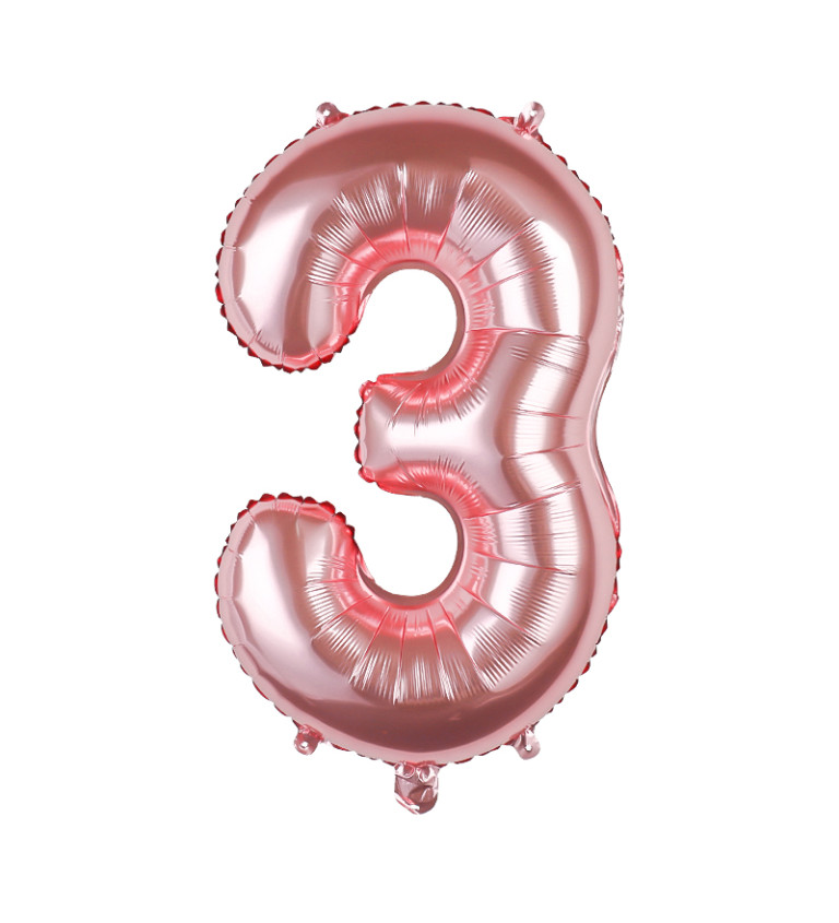 Fóliový balónek – rosegold číslo 3, 80 cm
