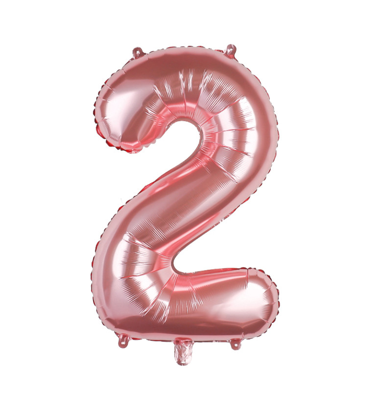 Fóliový balónek – rosegold číslo 2, 80 cm