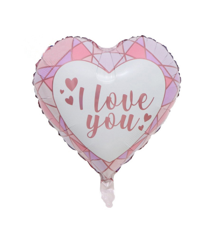 Fóliový balónek – I love you, růžový, 45 cm