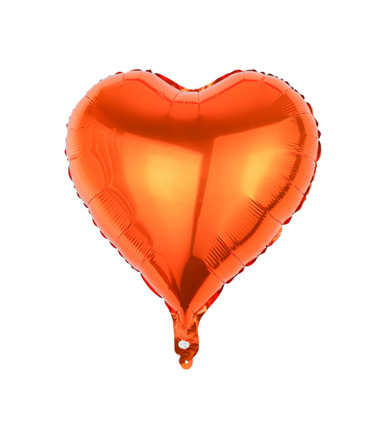 Fóliový balónek – Srdce oranžové, 45 cm