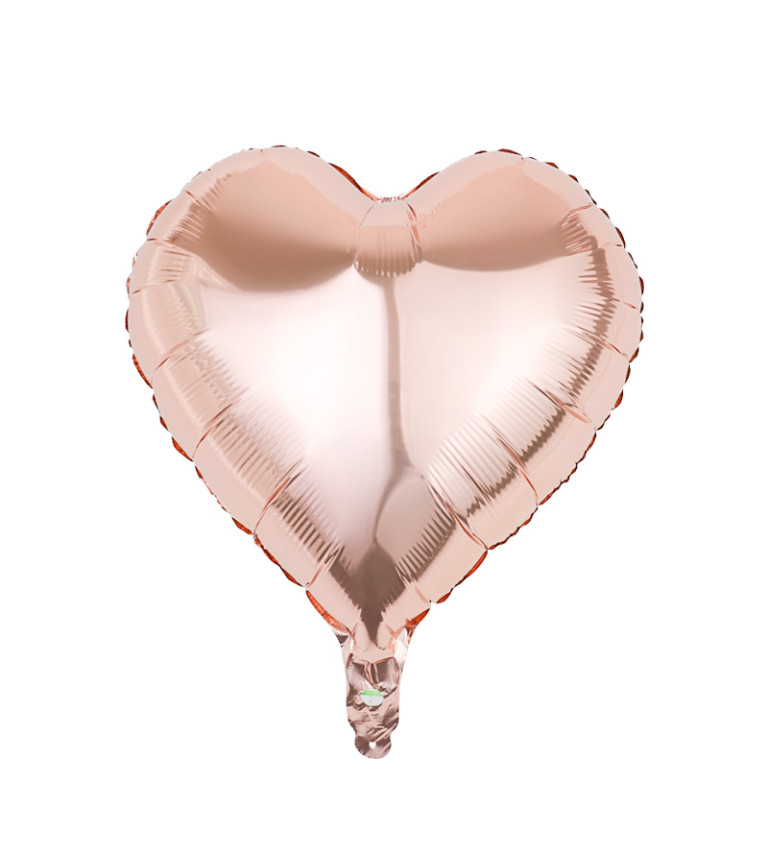 Fóliový balónek – Srdce rosegold, 45 cm