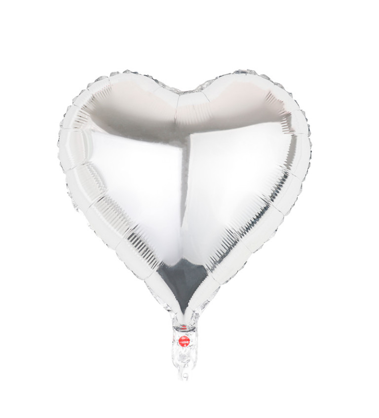 Fóliový balónek – Srdce stříbrné, 45 cm