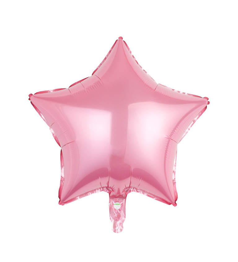 Fóliový balónek – Hvězda světle růžová, 45 cm