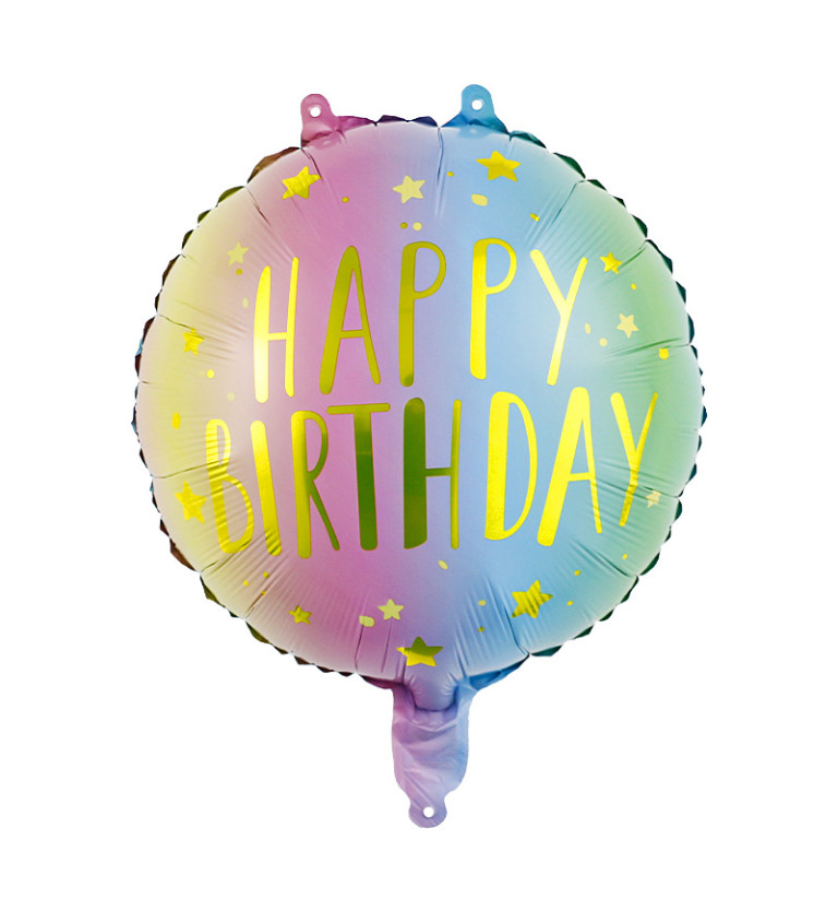 Fóliový balónek – Happy Birthday duhový, 45 cm