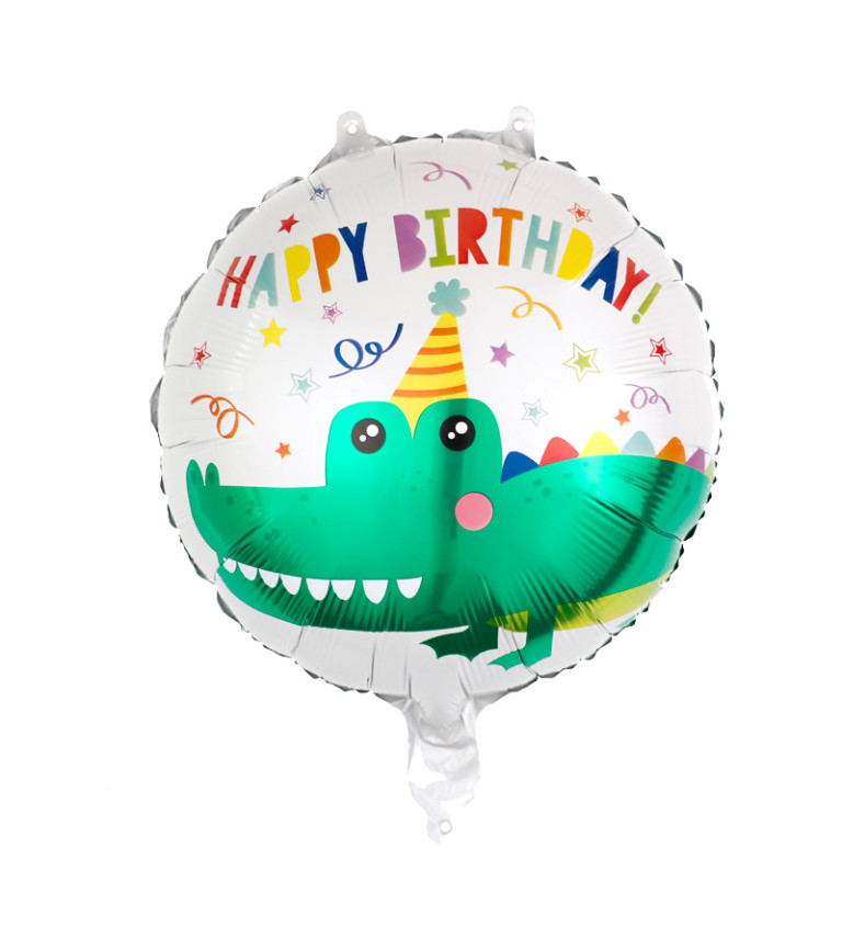 Fóliový balónek – Happy Birthday krokodýl, 45 cm