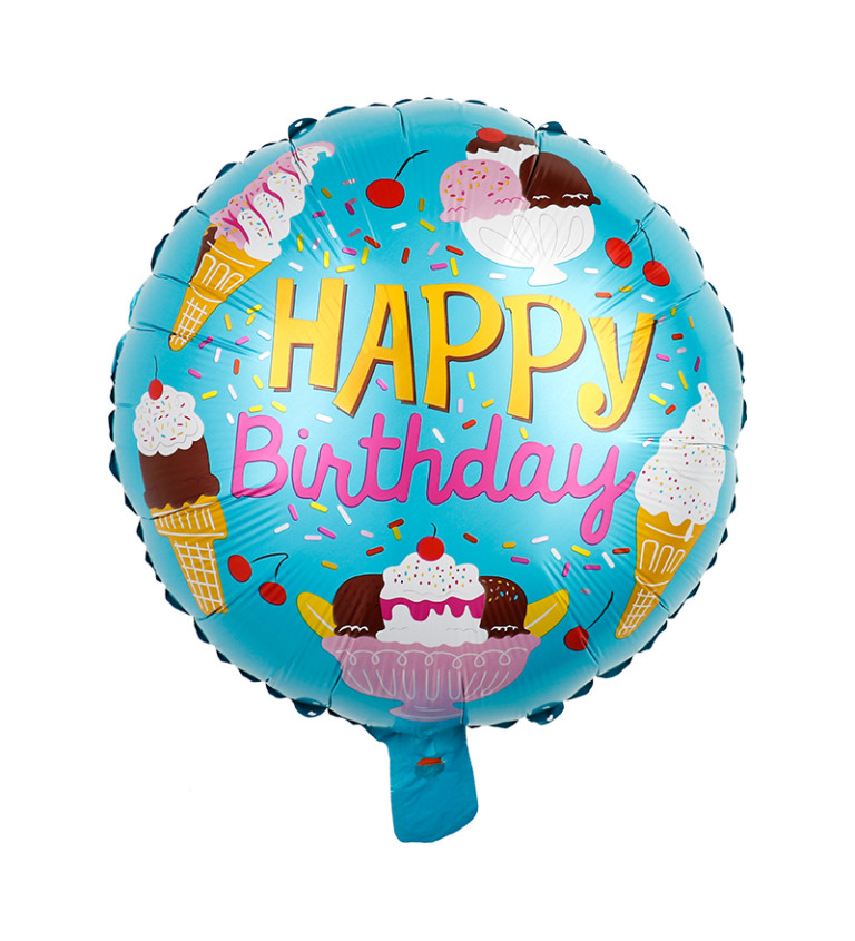 Fóliový balónek – Happy Birthday zmrzliny, 45 cm