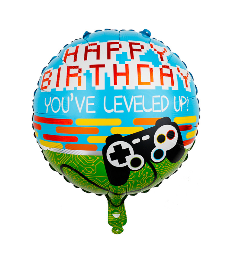 Fóliový balónek – Happy Birthday gamer, 45 cm