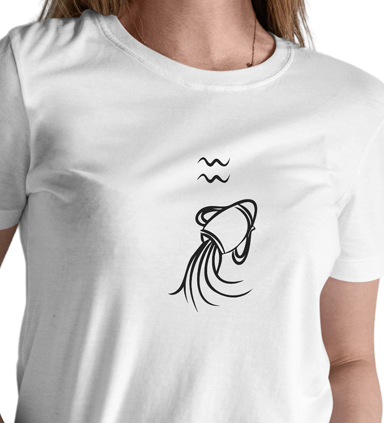 Dámské bílé tričko – Znamení Vodnář