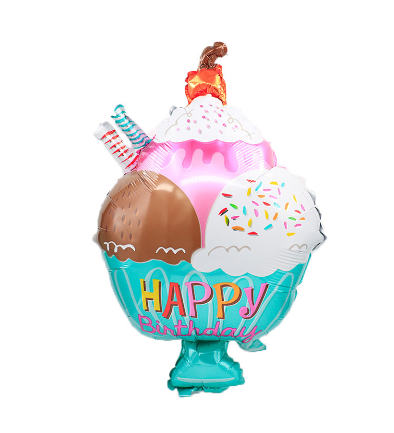Fóliový balónek – Zmrzlinový pohár, barevný, 71 × 48 cm