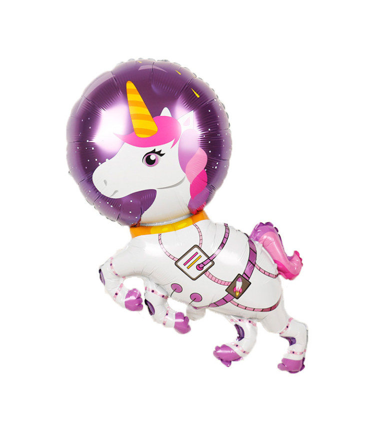 Fóliový balónek – Vesmírný jednorožec, 86 × 78 cm