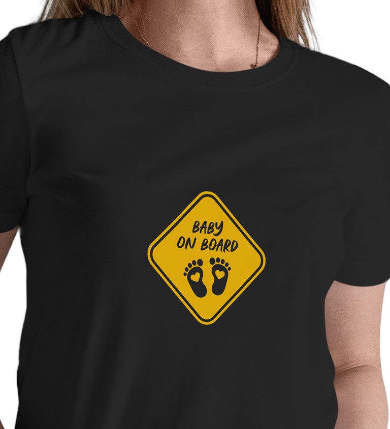 Dámské černé tričko – Baby on board