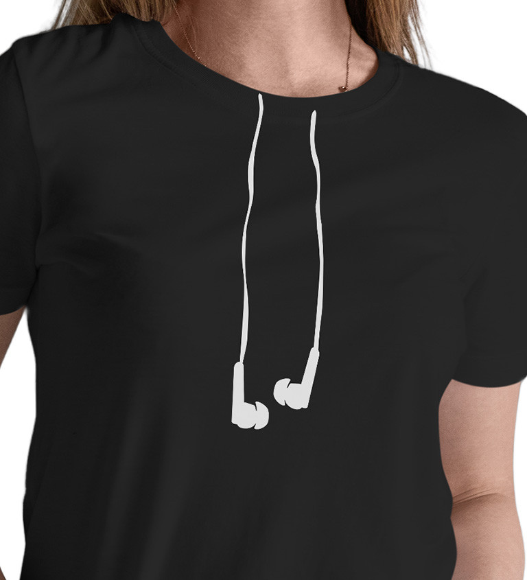 Dámské černé tričko – Sluchátka