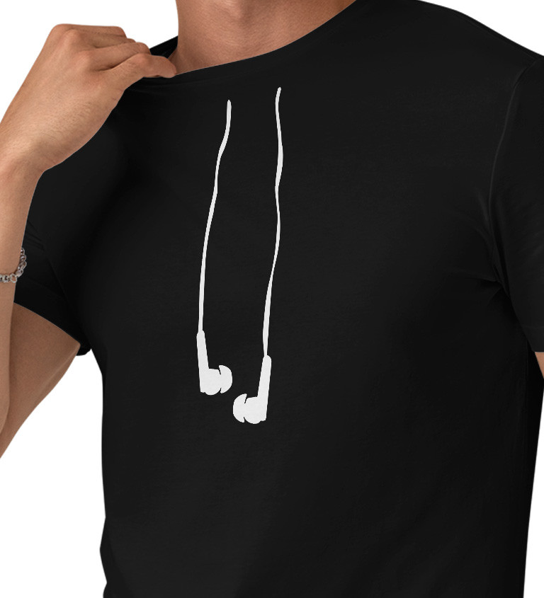Pánské černé tričko – Sluchátka