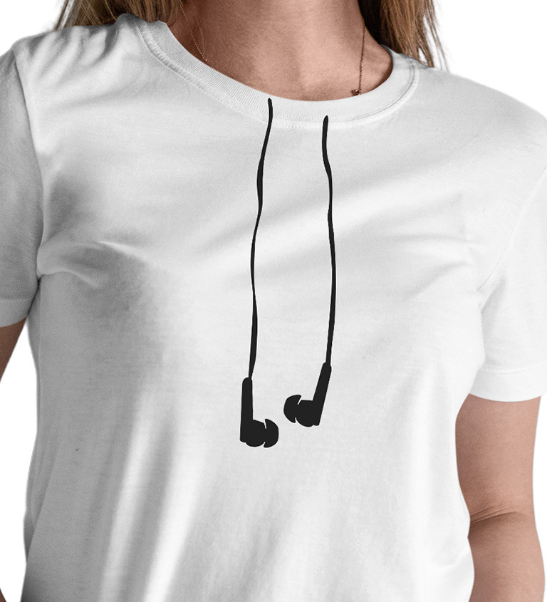 Dámské bílé tričko – Sluchátka