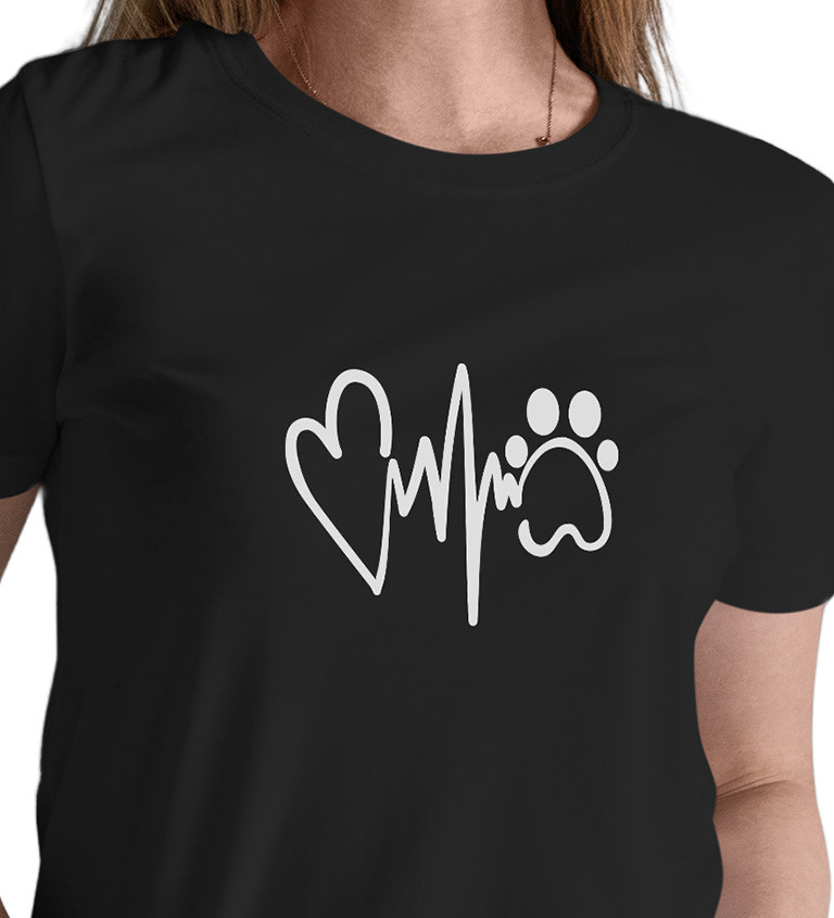 Dámské černé tričko – Tep psí tlapka