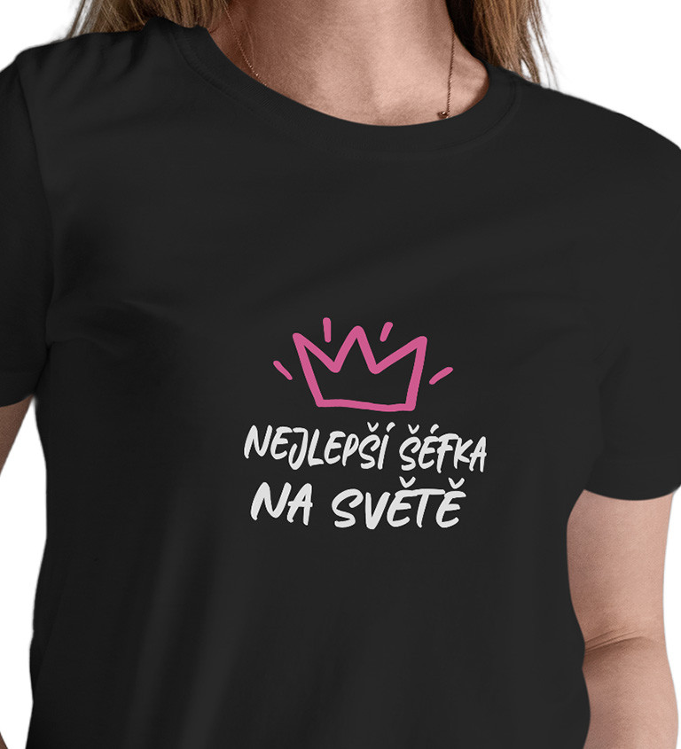 Dámské černé tričko – Nejlepší šéfka na světě