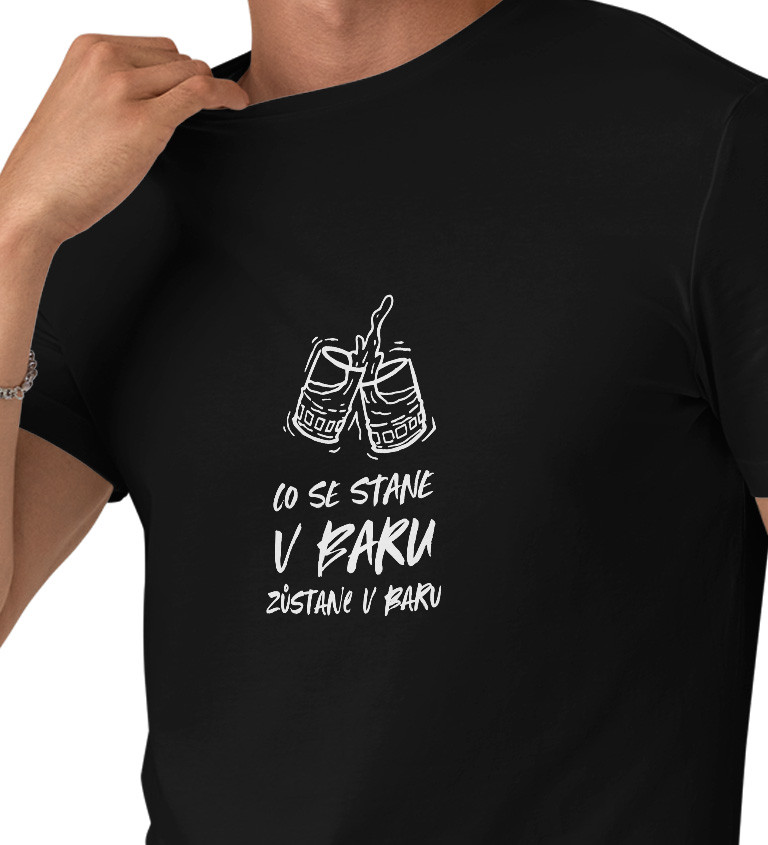 Pánské černé tričko – Co se stane v baru, to zůstane v baru