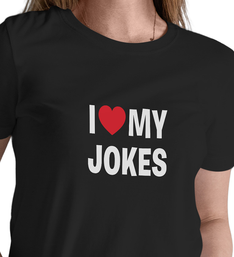 Dámské černé tričko – I love my jokes
