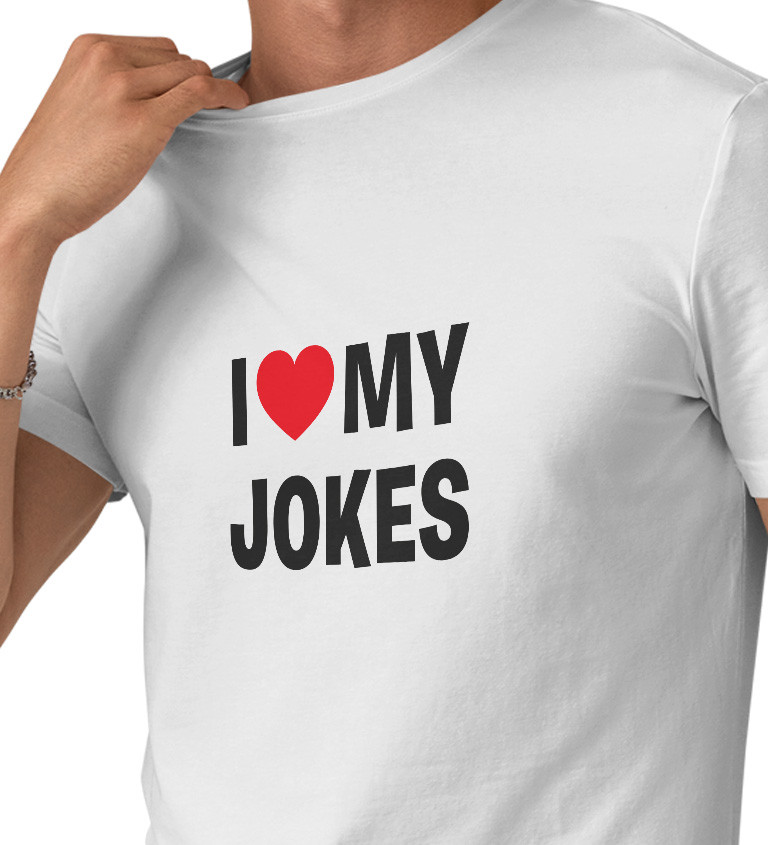 Pánské bílé tričko – I love my jokes