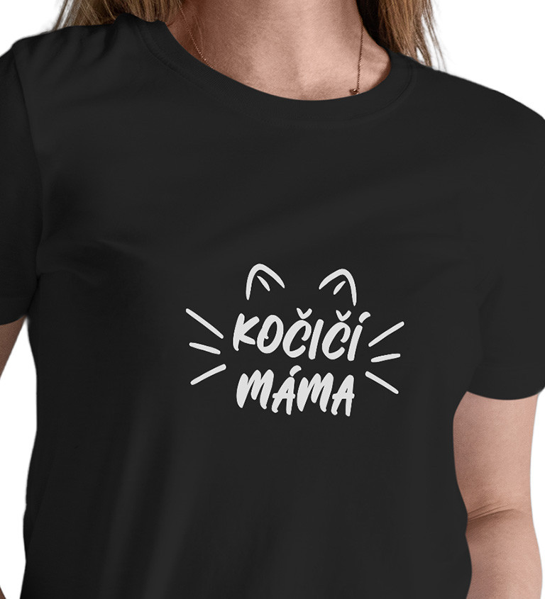 Dámské černé tričko – Kočičí máma