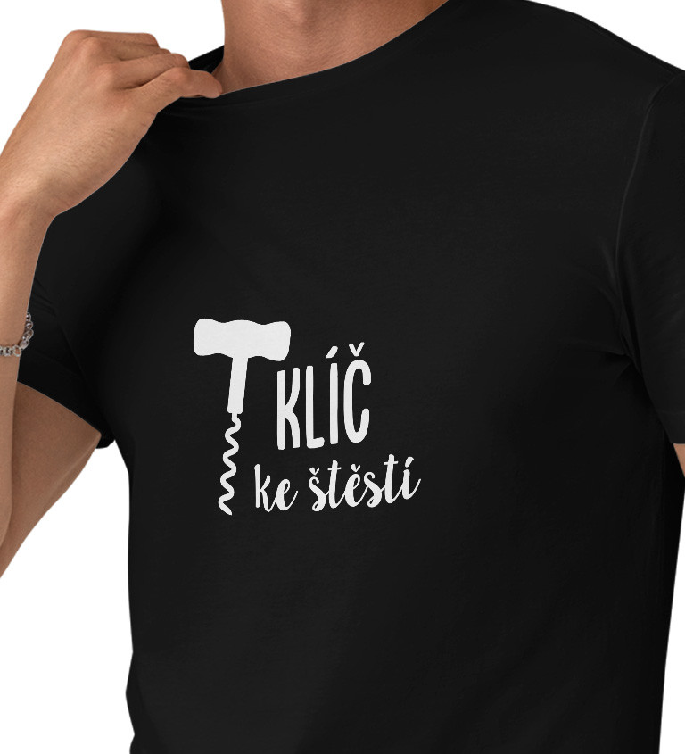 Pánské černé tričko – Klíč ke štěstí vývrtka