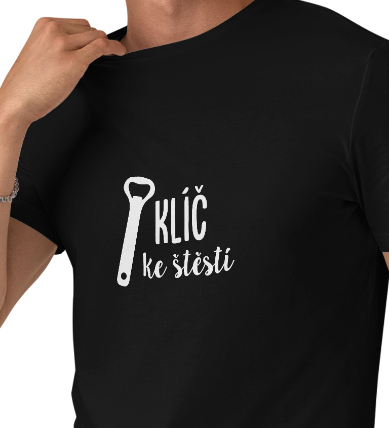 Pánské černé tričko – Klíč ke štěstí otvírák