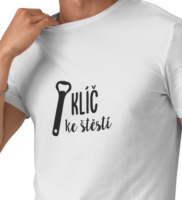 Pánské bílé tričko – Klíč ke štěstí otvírák